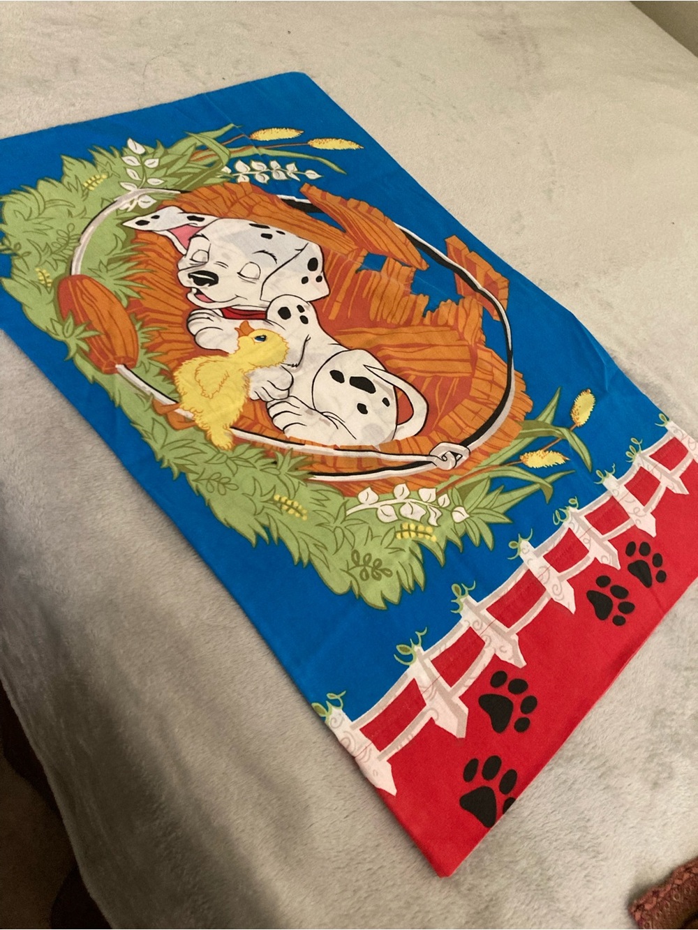 Disney Red Cartoon Fabric Item with Blue Accent